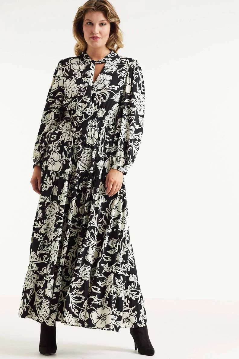 Toevlucht moed Definitief Miljuschka by Wehkamp maxi jurk met bloemenprint zwart/wit - Pepper.com