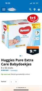 1+1 Huggies Pure Extra Care Babydoekjes 8 x 56 stuks
