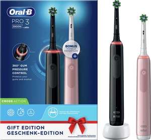 Oral-B Pro 3 - 3900 - Set van 2 elektrische tandenborstels roze en zwart