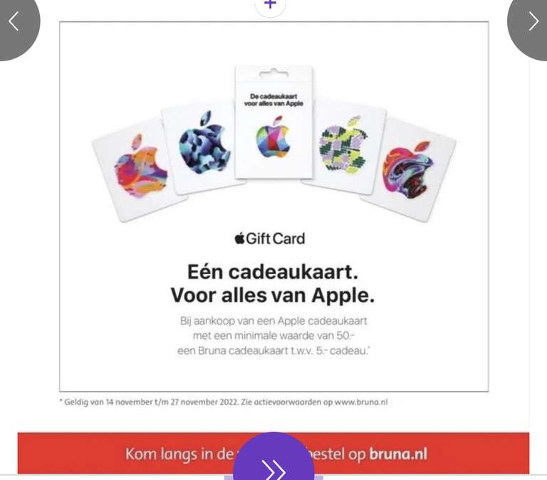 Bruna €50 Apple gift card inc. €5 Bruna cadeaukaart