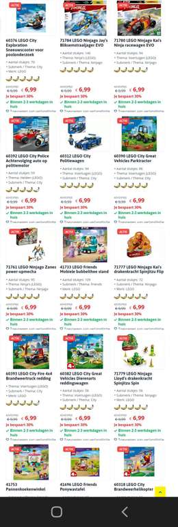 Lego 2+1 gratis op sets onder 10 euro, in combinatie met hoge korting op aantal City, Friends & Ninjago setjes veel sets laagste prijs ooit!