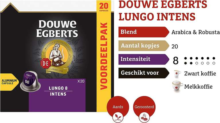 Douwe Egberts Koffiecups Lungo Intens 200 Cups