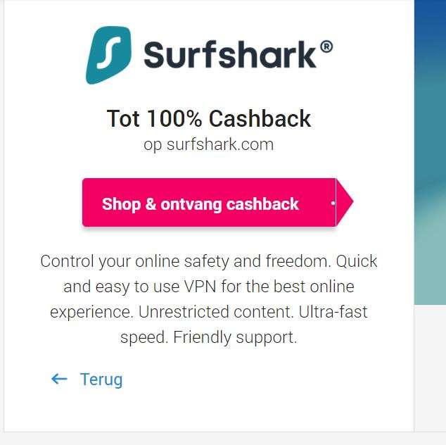 Surfshark VPN 24 mnd 100% CashBackXL