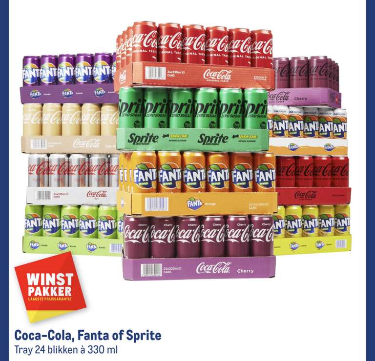 [MAKRO] Coca-Cola, Fanta of Sprite Tray 24 blikken 330 ml €11,49