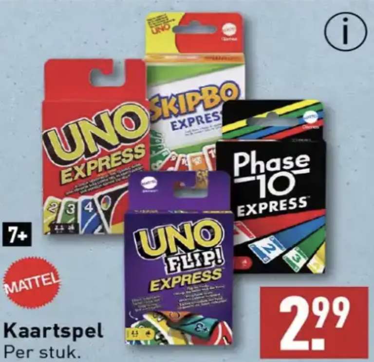 Kaartspellen: UNO- en SKIP-BO express voor €2,99