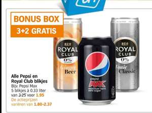[Bonusbox/persoonlijk] Blikjes Pepsi en Royal Club: Vijf voor de prijs van drie (40 procent korting)