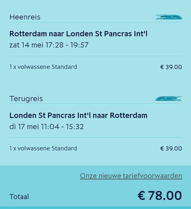 Retour Rotterdam - Londen met Eurostar tijdelijk extra voordelig