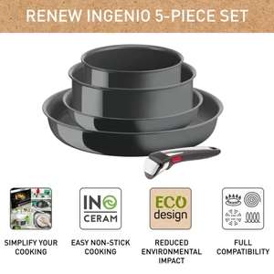 Ingenio Renew ON 5-delige set (koekenpan 22/28 cm, kookpan 16/20 cm, handgreep)