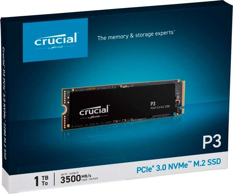 Crucial P3 Interne NVMe M.2 SSD 1TB