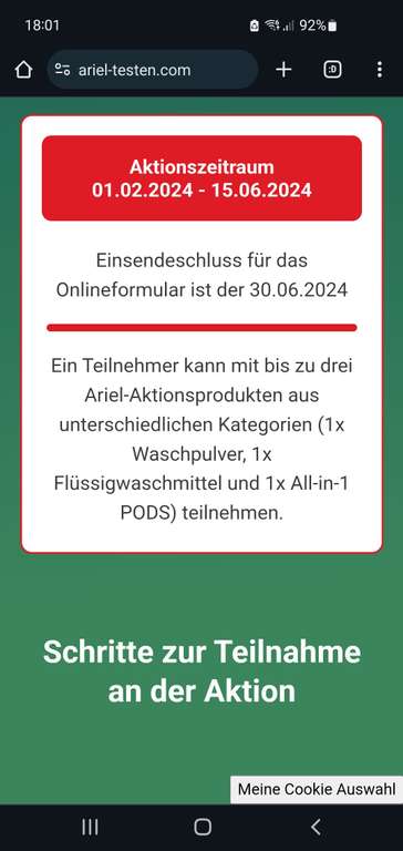 Bij DM Duitsland: gratis Ariel wasmiddel via cashback (let op: waarschijnlijk Duitse bankrekening en telefoonnummer vereist!)