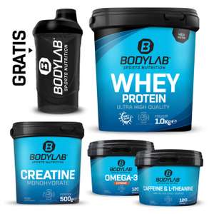 Whey Protein 1kg + Creatine Powder 500g + 120 Omega-3 capsules + 1 x Caffeine & L-Theanine (120 capsules) + shaker voor €49,33 @ Bodylab