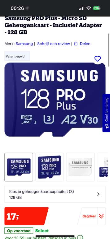 [Dagdeal bol.com] Samsung 128 gb pro plus