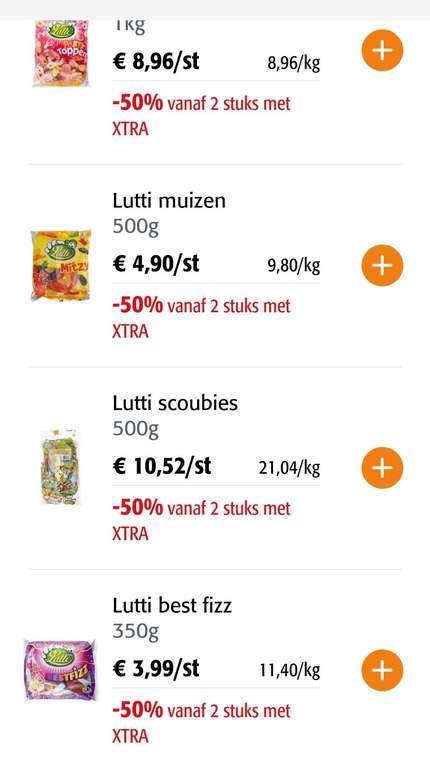 [GRENSDEAL COLRUYT BELGIË] TOPDEAL Lutti snoep 50% korting vanaf 2 stuks