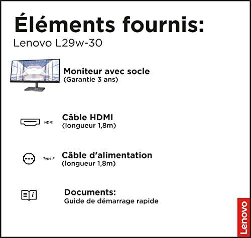 Lenovo L29w-30 ultrawide monitor 29 inch Zilver, Zwart