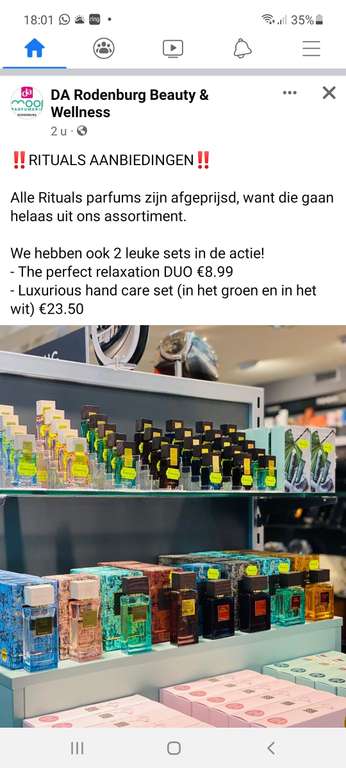 [Lokaal] Rituals parfum sale! bij DA