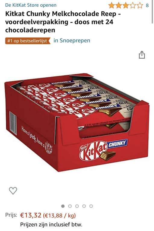24 KitKat Chunky repen bij Amazon.NL