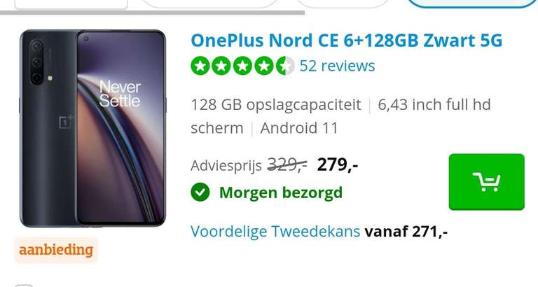 De OnePlus Nord CE 6+128GB zwart