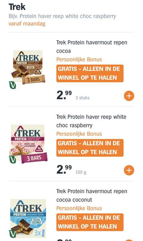 [GRATIS] Trek Vegan Eiwitrepen bij Albert Heijn