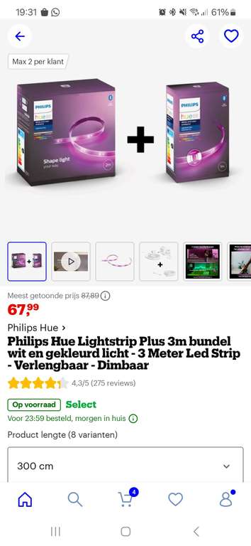 Philips Hue 3M lightstrip flitsdeal op=op