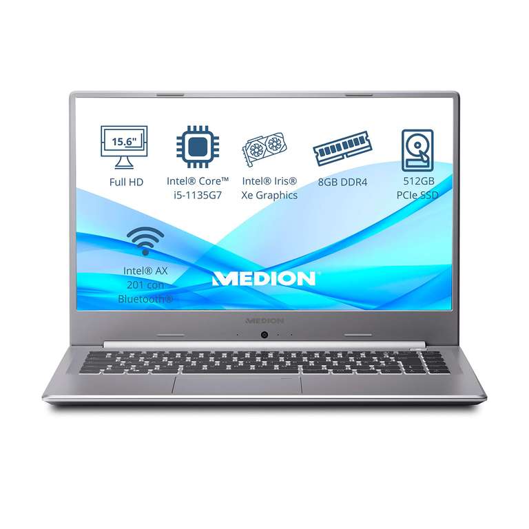 MEDION Akoya S15449 laptop 15.6" Intel Core i5-1135G7, 8GB, 512GB SSD, Intel Iris Xe Graphics