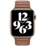 Apple Leather Link M/L voor Apple Watch Series 1-8 / SE - 38/40/41 mm - Saddle Brown / Baltic Blue voor €39,99