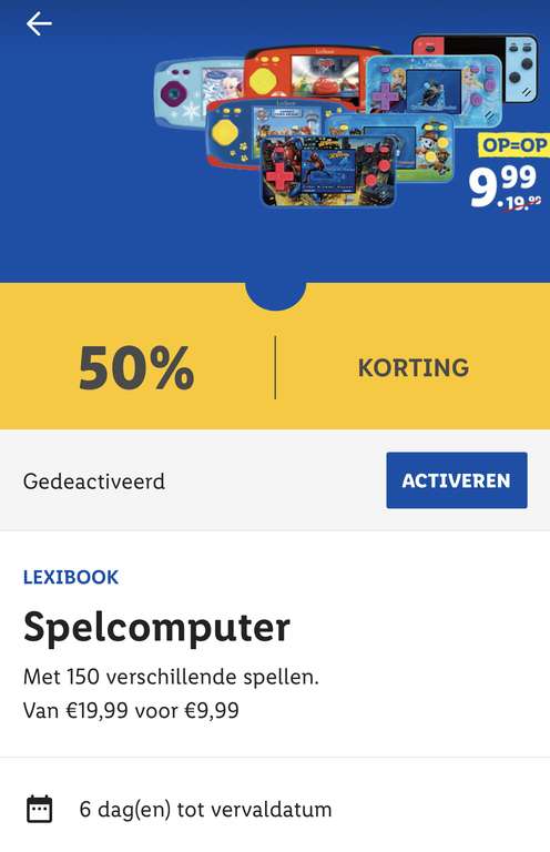 [Lidl plus app] Lexibook spelcomputer met 50% korting