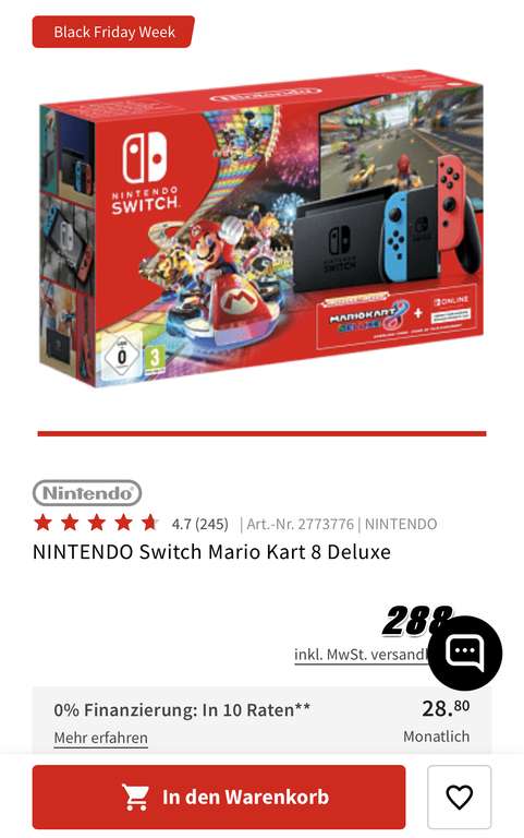 [grensdeal] NINTENDO Switch 2019 + Mario Kart 8 Deluxe + 3 maanden online @ MediaMarkt Duitsland
