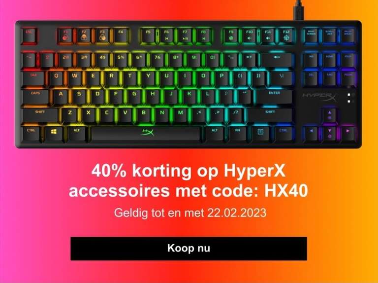 40% korting op alle HyperX accessoires