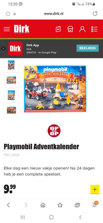 Playmobil adventkalender brandweer 9.99 bij DIRK