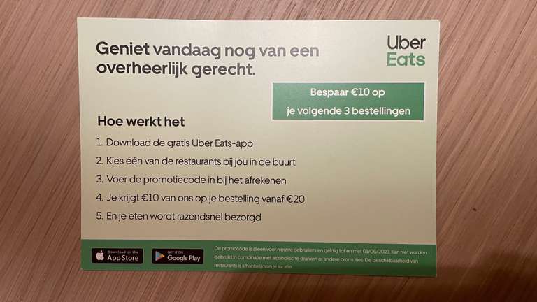 UberEats 3x €10 korting op je eerste 3 bestellingen
