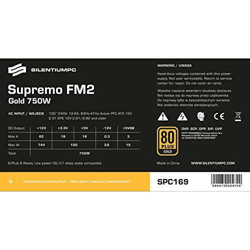 SilentiumPC Supremo FM2 Gold 750W voor €73.39 (geleverd) bij Amazon