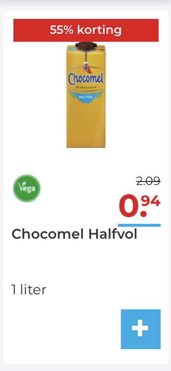 Chocomel 1L houdbaar €0,94 - €1,13 @Hoogvliet