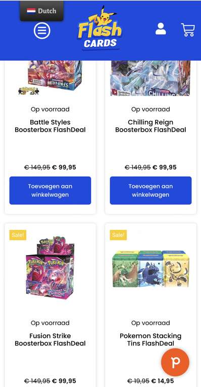 Boosterboxen Pokémon voor €99,95 (€2,78 per pakje)