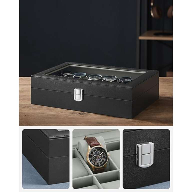 SONGMICS horlogebox met 12 vakken en glazen deksel voor €16,79 / €11,79 @ Ochama