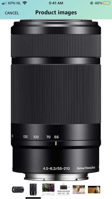 Sony F4.5-6.3 / 55-210 mm E-Mount Tele-Zoom Lens, zwart