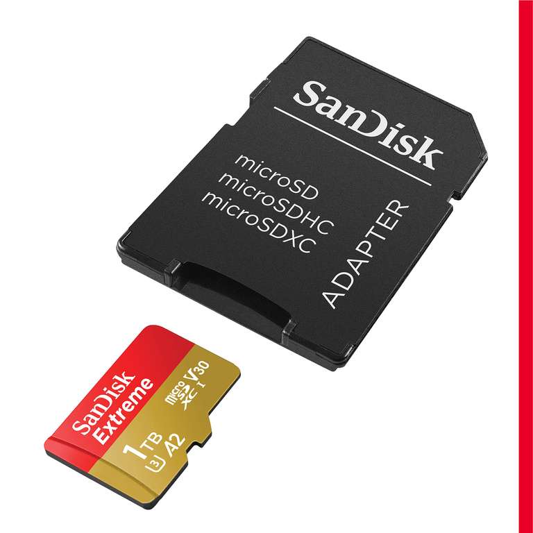 SanDisk Extreme microSDXC 1 TB, A2, C10, V30, U3, 190 MB/s speed [DE->BE verzending]