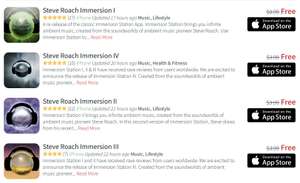 Steve Roach Immersion I,II, III en IV gratis in App Store (iOS)