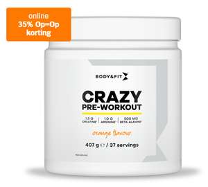 Alleen online! Body & Fit Crazy pre-workout orange 35% korting