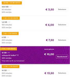 12GB + onbeperkt bellen + 500 smsjes voor €10 per maand @ Simpel