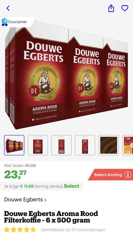 [select deal bol.com] Douwe Egberts Aroma Rood Filterkoffie - 6 x 500 gram €23,37