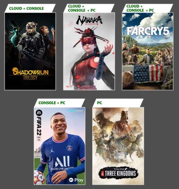 Xbox Game Pass: Far Cry 5, FIFA 22, Total War: Three Kingdoms, Naraka: Bladepoint en meer @XBOX @PC