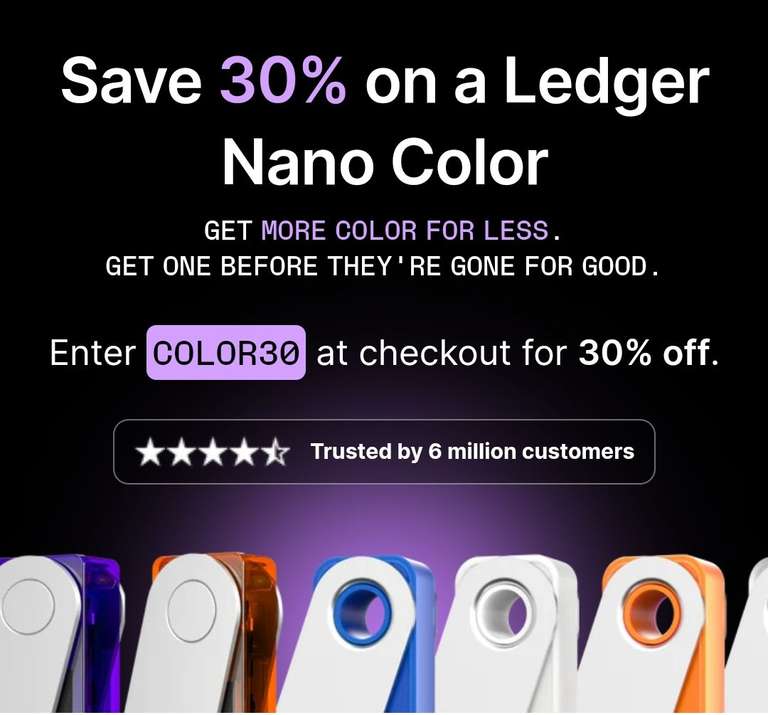 30% korting op de gekleurde Ledger Nano