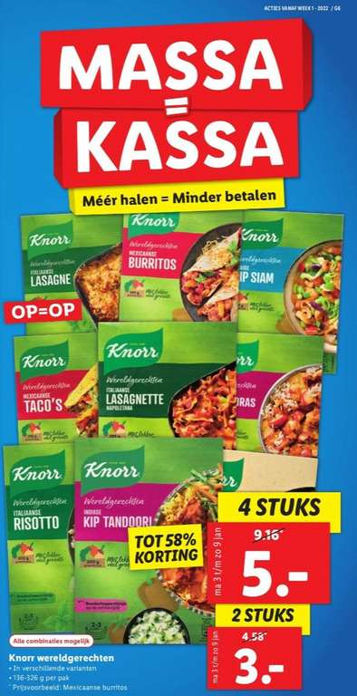 Knorr wereldgerechten 4 voor €5