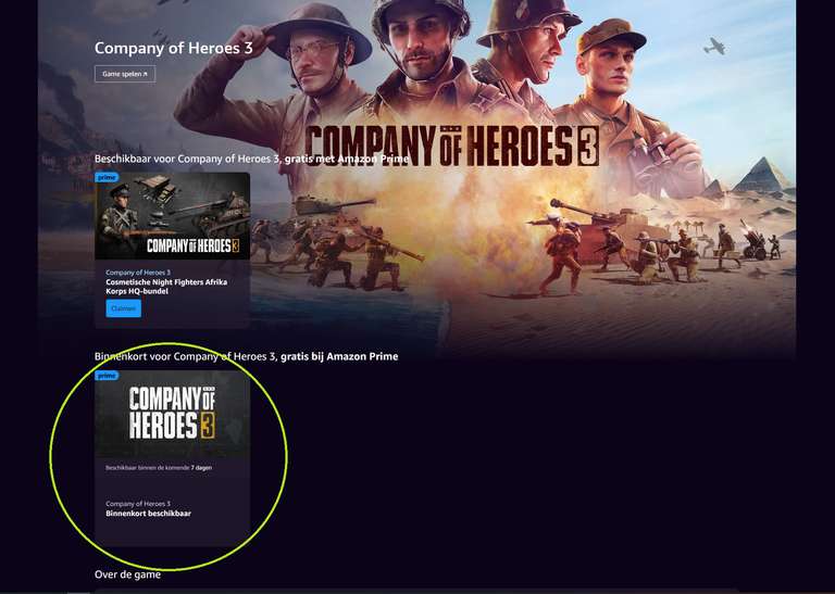Company of Heroes 3, gratis bij Amazon Prime