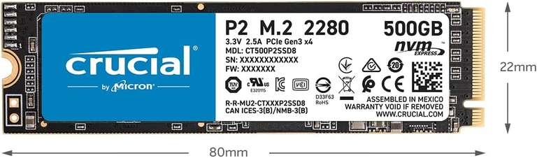 Crucial P2 2TB (CT2000P2SSD8) SSD M.2 3d v-nand (QLC)