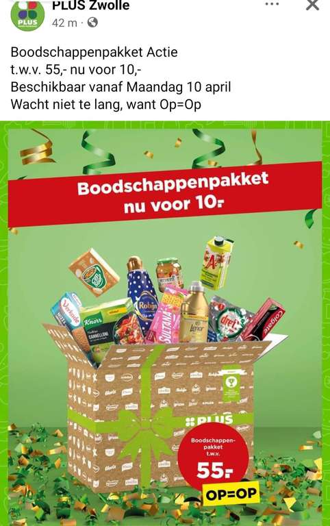 (Lokaal Zwolle?) Boodschappenpakket supermarkt PLUS vanaf 10 april