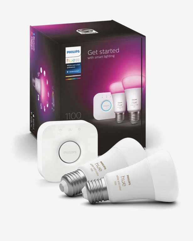 Philips Hue starterkit - White and Color Ambiance - 2 x 9W - E27 - 1100lm