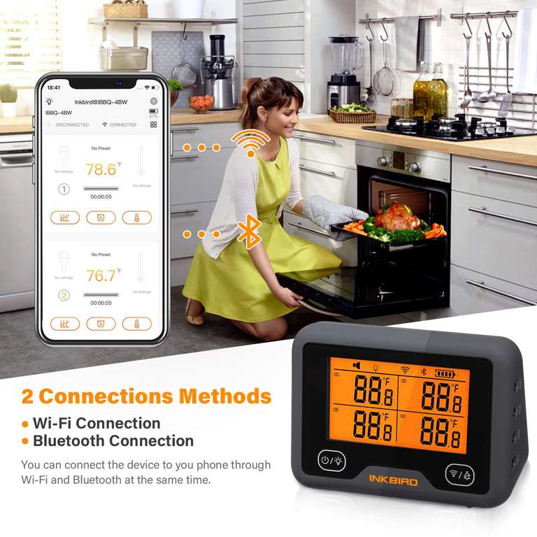 INKBIRD IBBQ-4BW Wi-Fi & Bluetooth Vleesthermometer