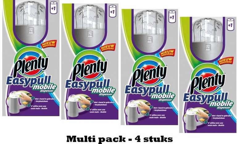 [prijsfout] Plenty Easypull mobiele dispenser 4-pack (metallic) | 4x dispenser + 4x Premium navulrol @ Bol.com