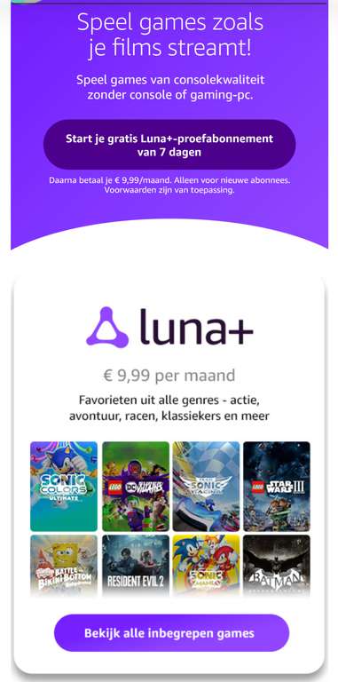 Amazon Luna nu ook beschikbaar in Nederland